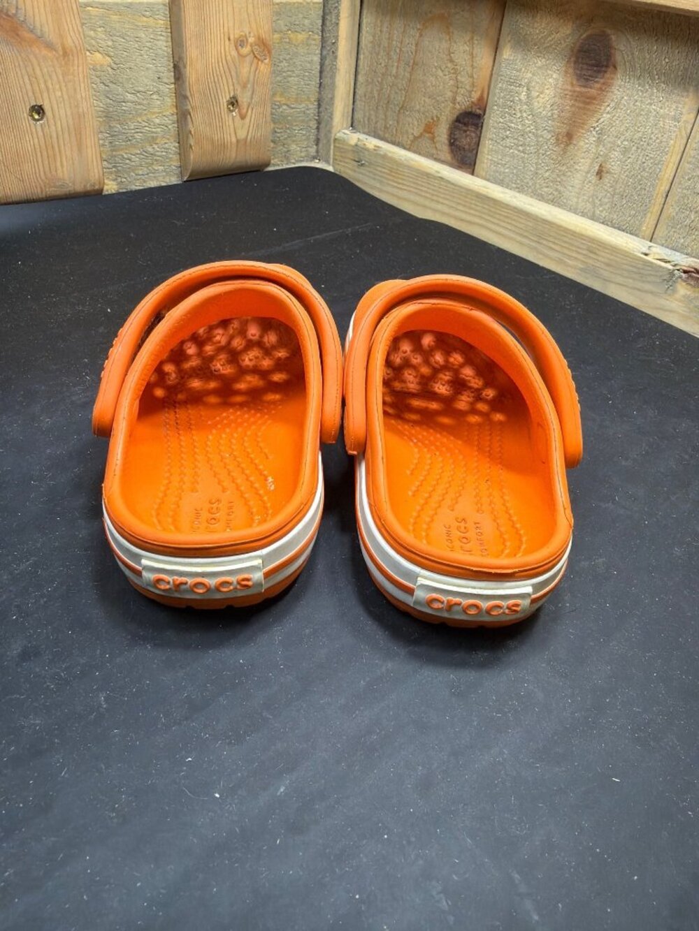 Crocs Crocband Toddler Boys Size C5 Orange White Slip On Water Shoes Sandals - Picture 6 of 7